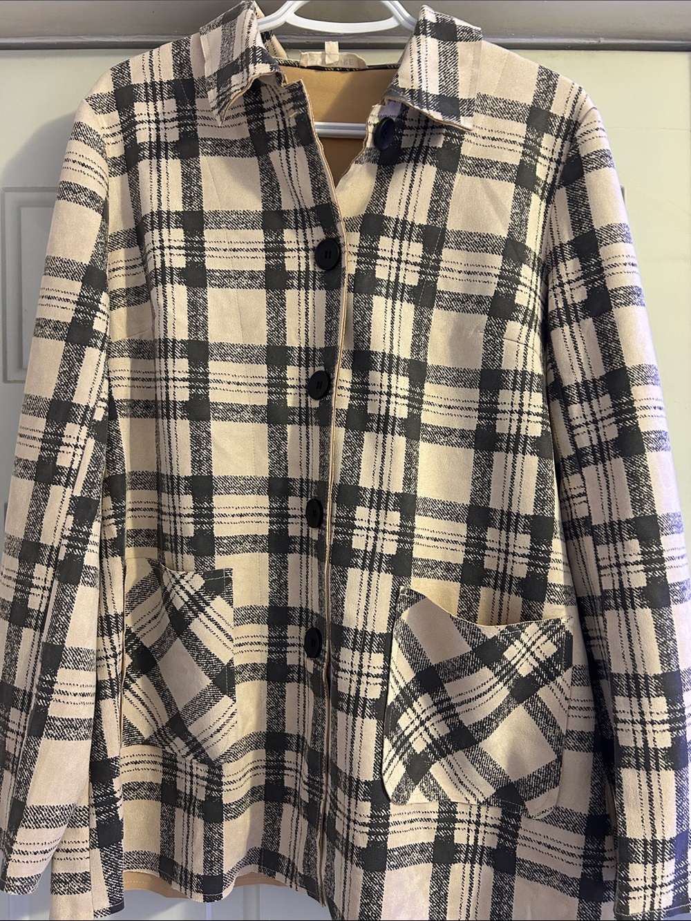 Solitaire Beige and Black Plaid Blazer